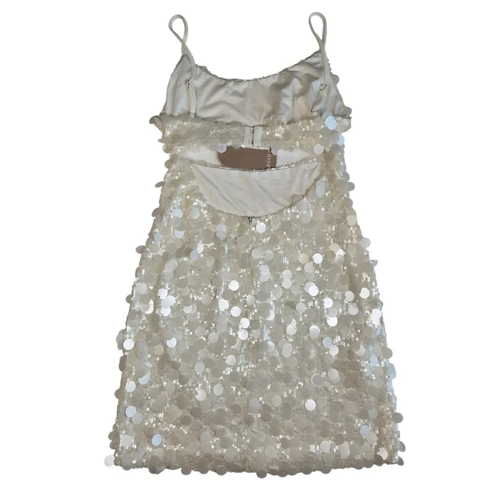 Meshki White Sequin Mini Dress with Cutout - Picture 4 of 14